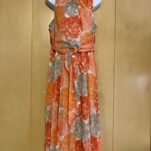Jessica Howard Vibrant Orange and Gray Maxi Dress